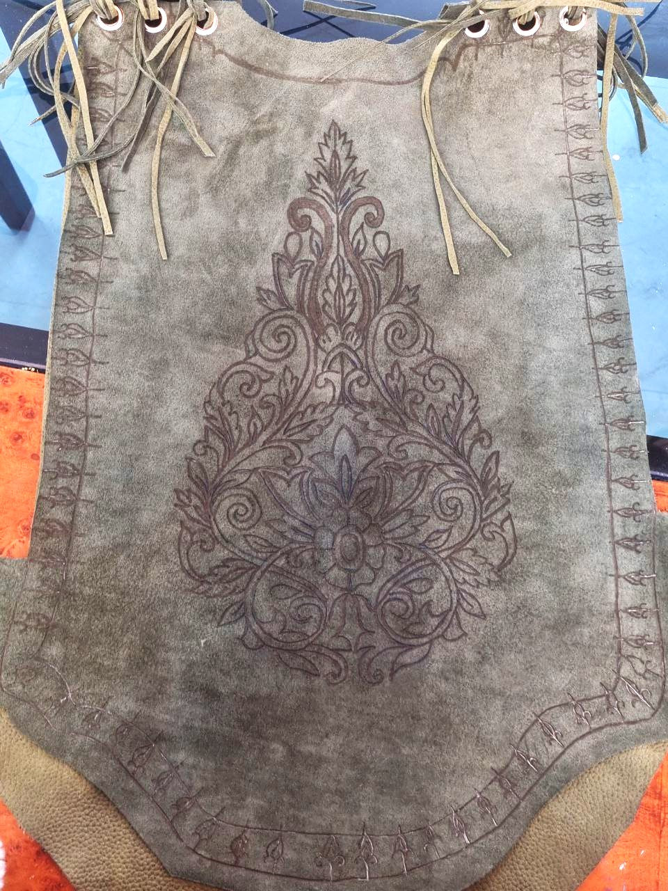 A raw leather vest